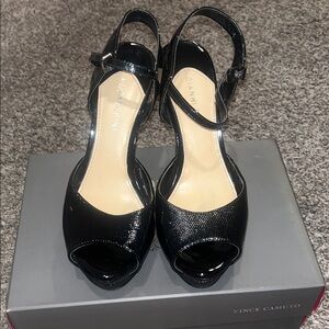 Vince Camuto Black Peep-Toe Heels